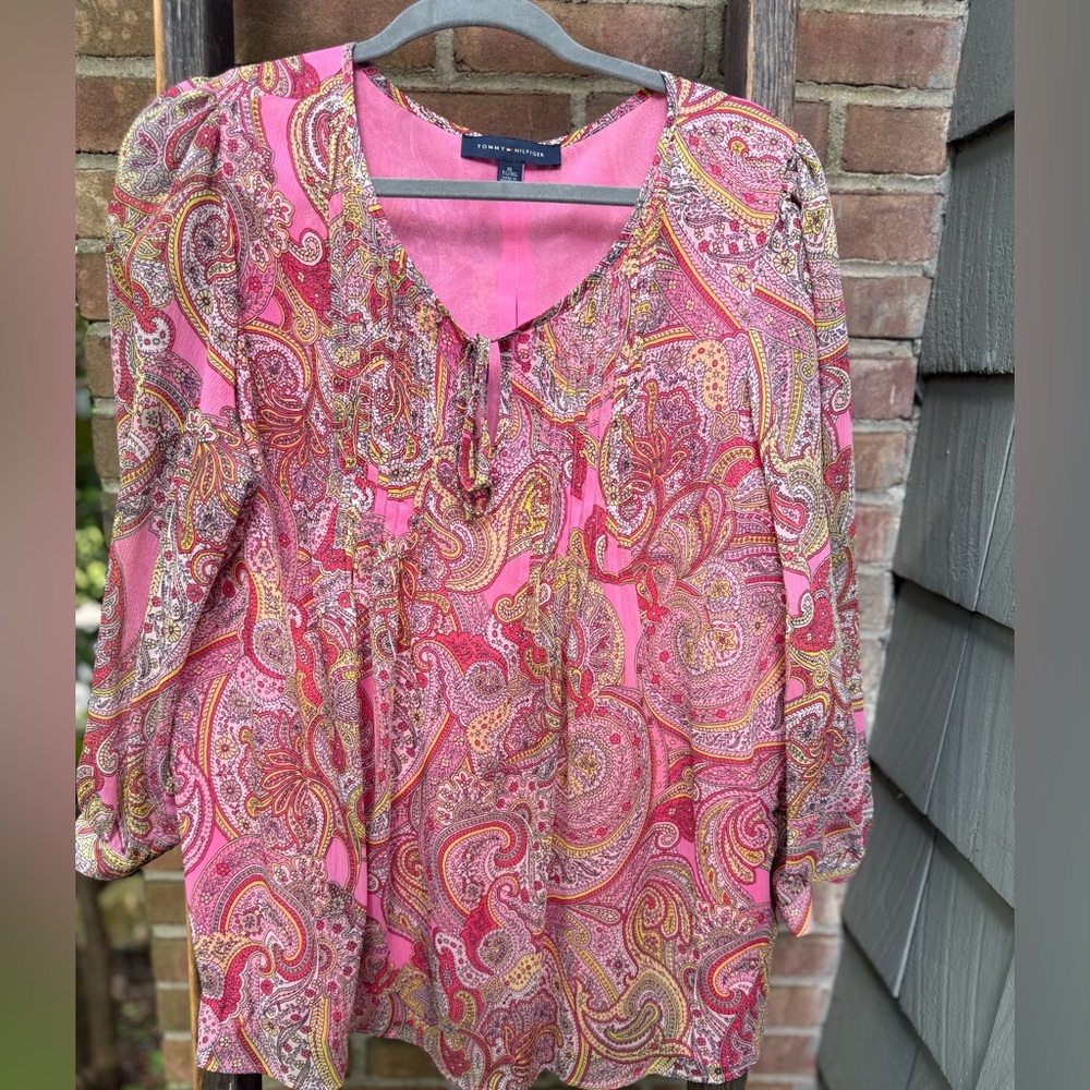 Tommy Hilfiger Pink Pintuck Paisley Blouse